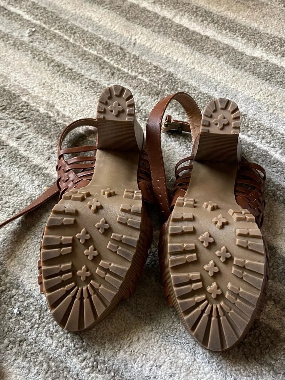 Report Brown Strappy Platform Heeled Sandals